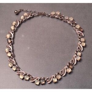 Trifari Lily of the Valley Necklace Opal Glass Tulips